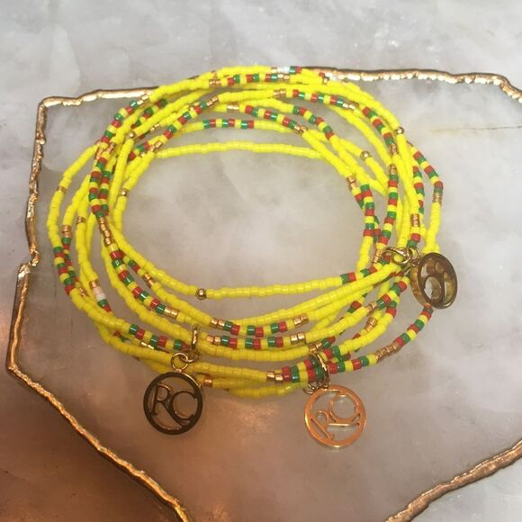 SUMMER YELLOW Three Strand Beaded Bracelets! - Picture 1 of 8